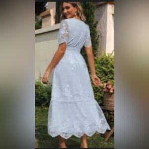 Simplee Light Blue Lace Dress